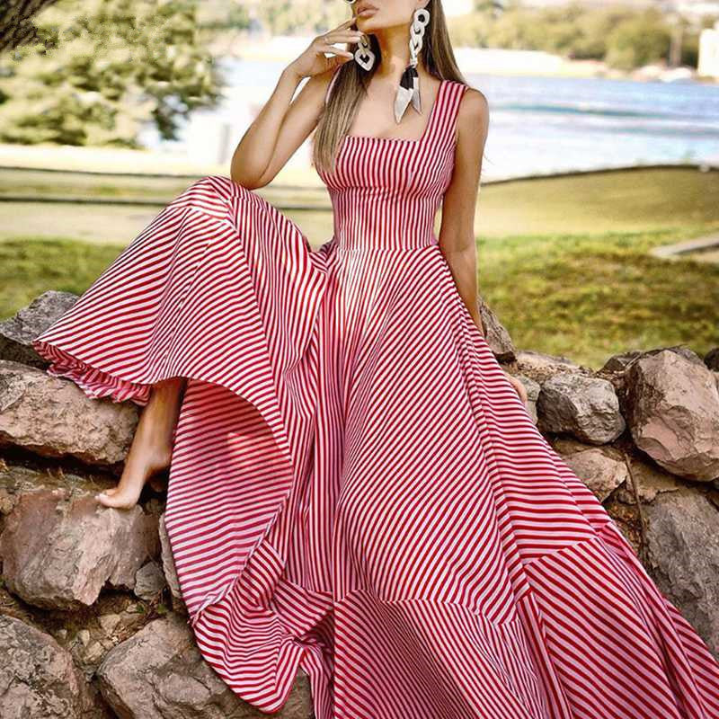 2022 Summer Women's Striped Sleeveless Dress