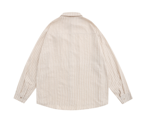 3D Floral Vertical Stripes Long Sleeve Men's Shirt