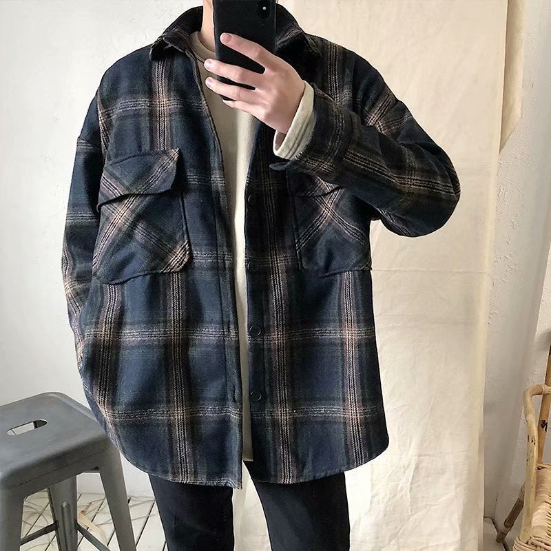 Loose Fit Retro Japanese Style Men's Shirt Jacket