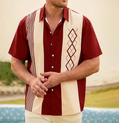Camisa Casual Vintage de Poliéster para Hombre