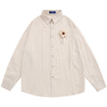 3D Floral Vertical Stripes Long Sleeve Men's Shirt