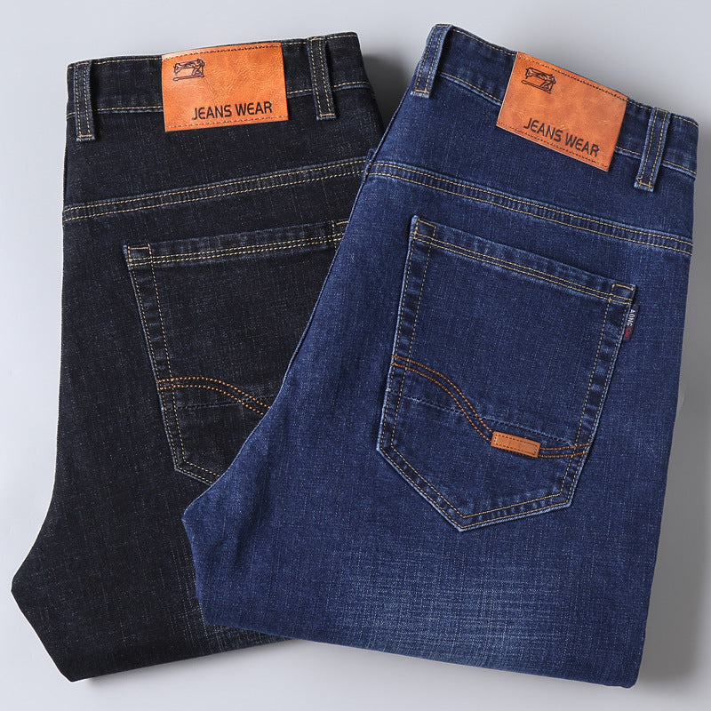2024 Men's Loose Fit Stretch Denim Pants for Business