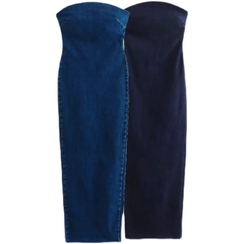 New Slim Fit One-Shoulder Denim Dress 2553066