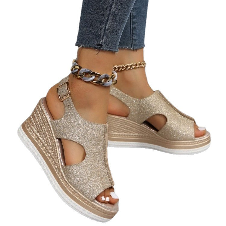 Summer Plus Size Roman Style Wedge Heeled Sandals
