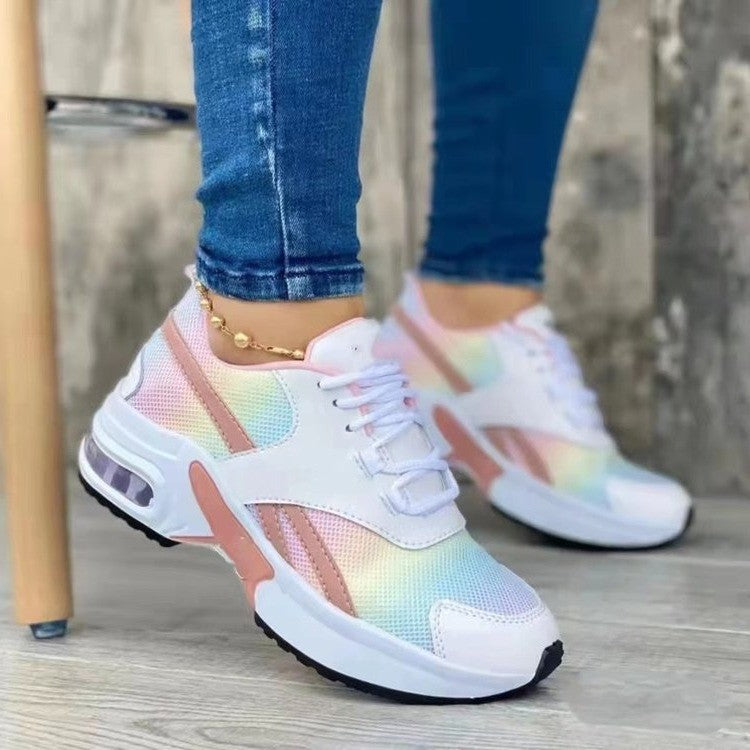 2022 Spring Autumn Thick Sole Mesh Lace-Up Sneakers