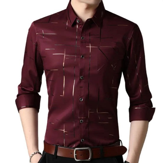 Slim Fit Striped Men's Shirt Dress