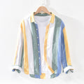 1938 Japanese Style Color-Block Linen Shirt for Men