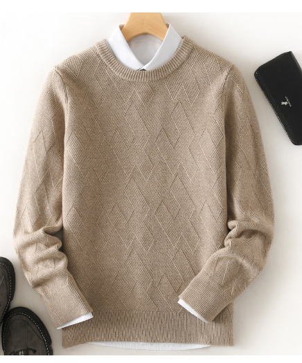 Loose Thick Jacquard Round Neck Men's Shirt