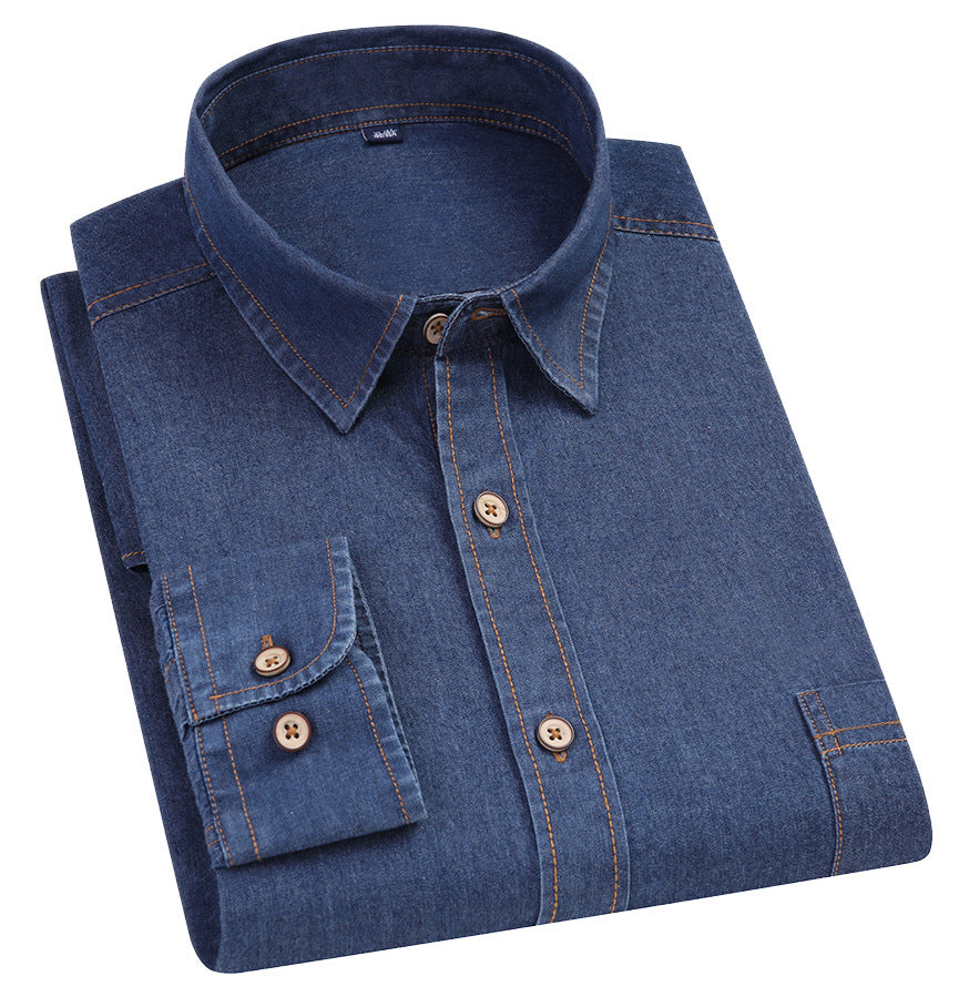 Men's Vintage Slim Fit Cotton Denim Shirt (In Stock)