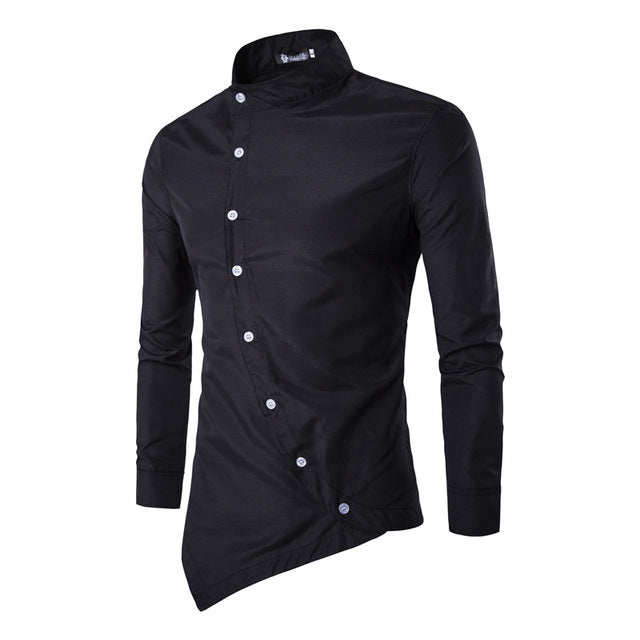 Trendy Long Sleeve Casual Solid Color Men's Shirt