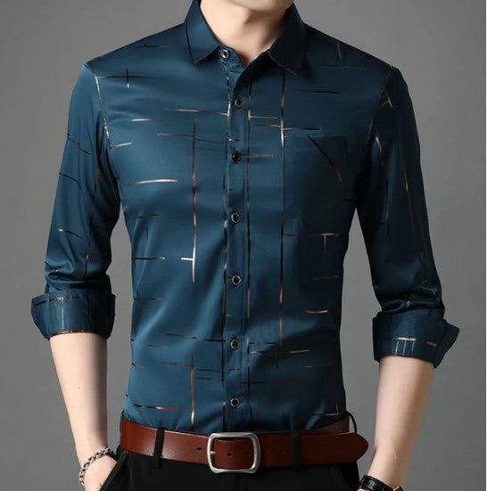 Slim Fit Striped Men's Shirt Dress