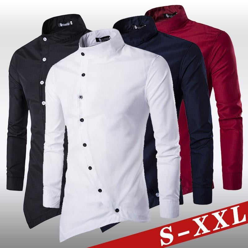 Trendy Long Sleeve Casual Solid Color Men's Shirt