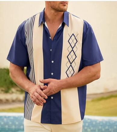 Camisa Casual Vintage de Poliéster para Hombre