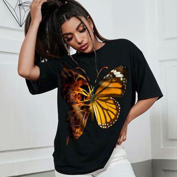 New Butterfly Print Women's T-Shirt - Harajuku Style