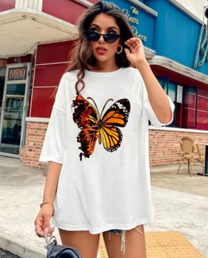 New Butterfly Print Women's T-Shirt - Harajuku Style