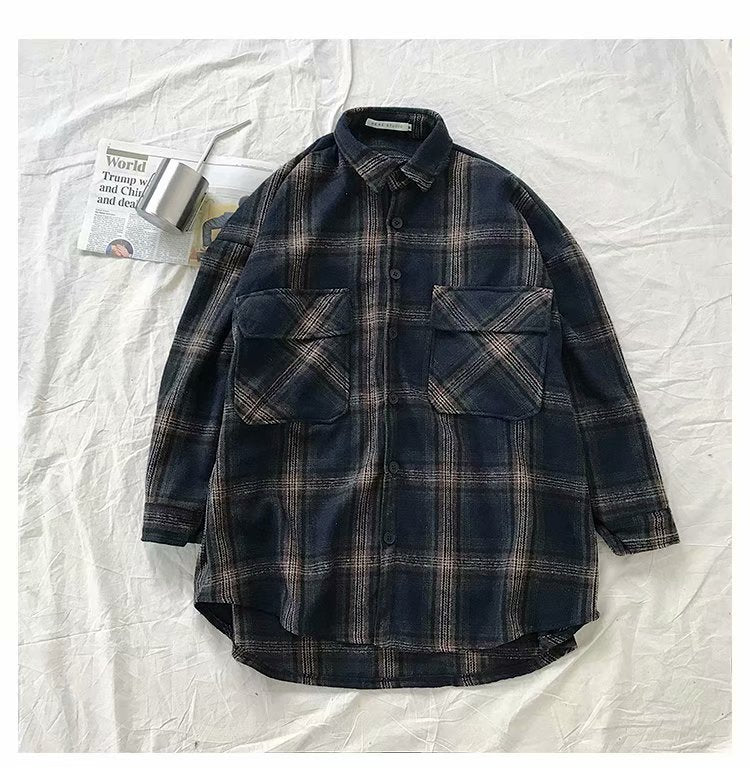 Loose Fit Retro Japanese Style Men's Shirt Jacket