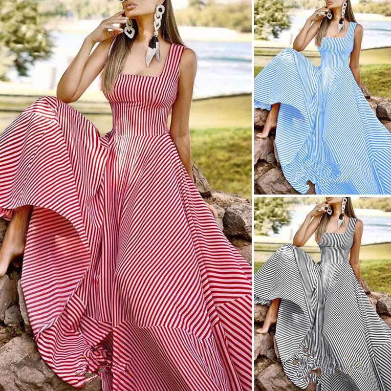 2022 Summer Women's Striped Sleeveless Dress