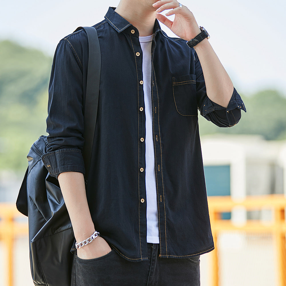 Men's Vintage Slim Fit Cotton Denim Shirt (In Stock)