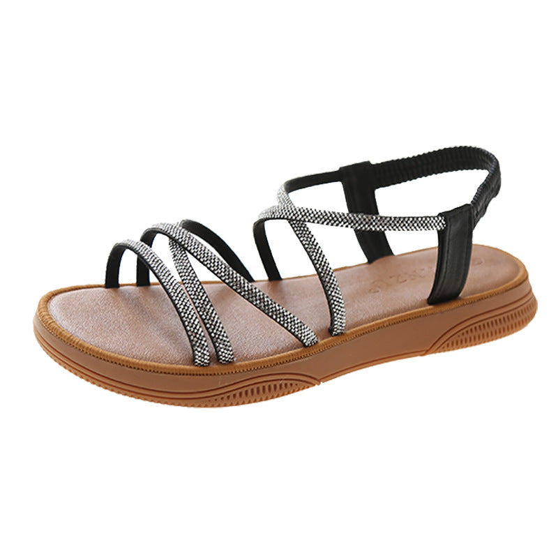 2023 Women's Summer Flat Casual Sandals with Rhinestones