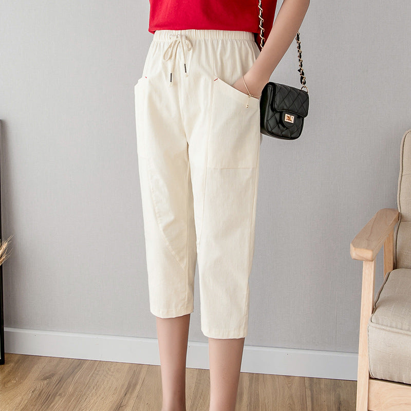 2024 Women's Summer Cotton Harem Pants, Loose Fit