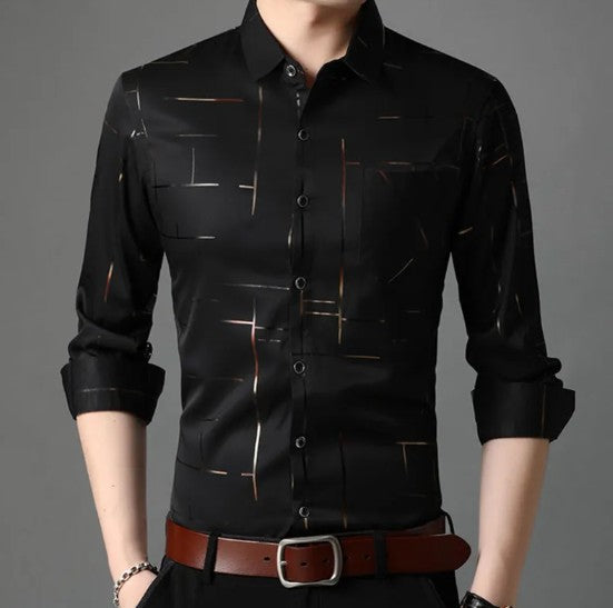 Slim Fit Striped Men's Shirt Dress
