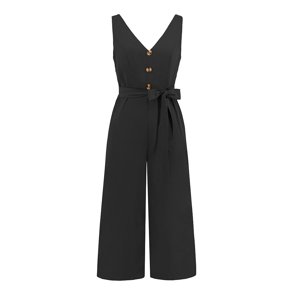 Fashionable Sleeveless V-Neck Jumpsuit for Women
