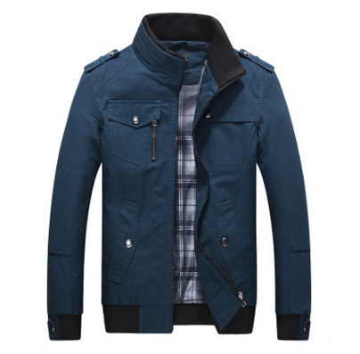Men's Cotton Casual Stand Collar Jacket for Autumn/Spring