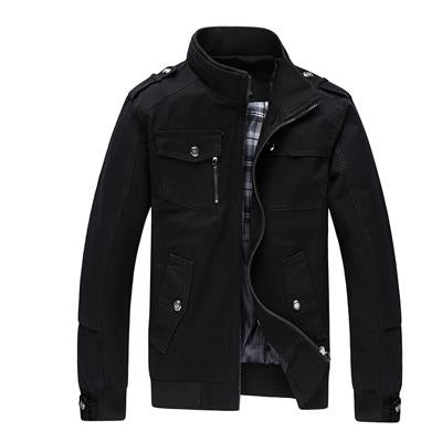 Men's Cotton Casual Stand Collar Jacket for Autumn/Spring