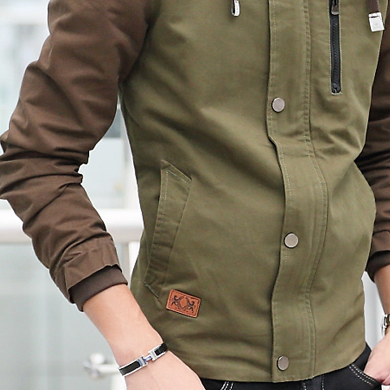 Men's Casual Cotton Jacket with Hood for Spring and Autumn