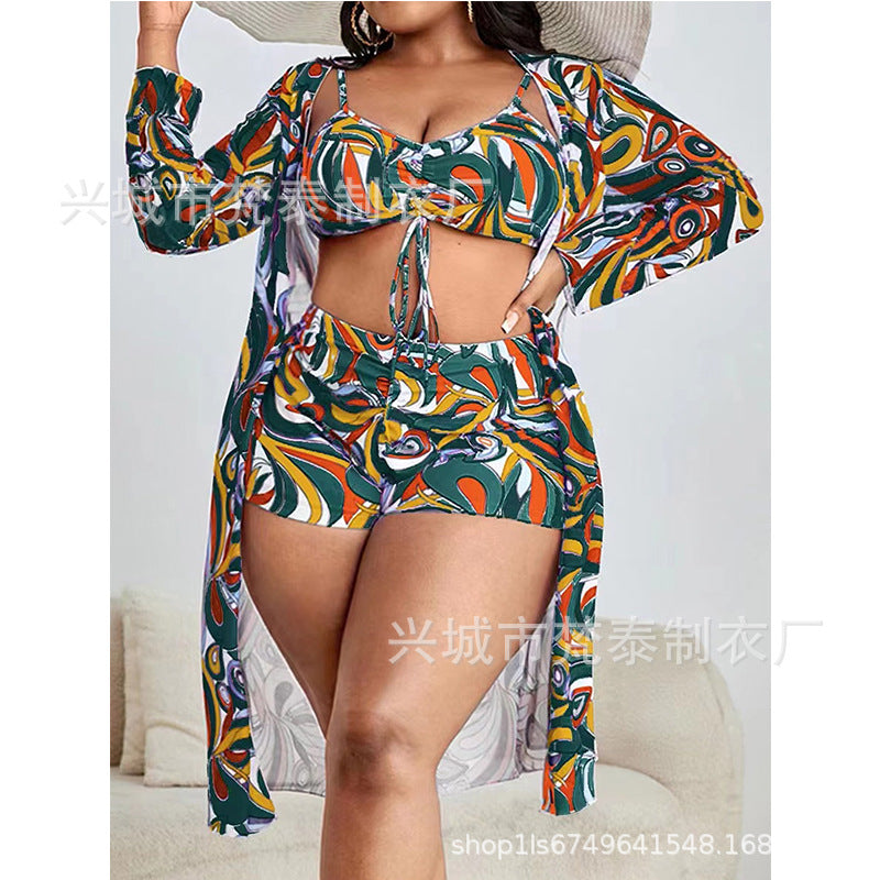 2023 Floral 3-Piece Set, Sexy Long Sleeve Swimsuit