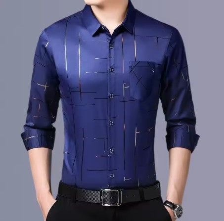 Slim Fit Striped Men's Shirt Dress