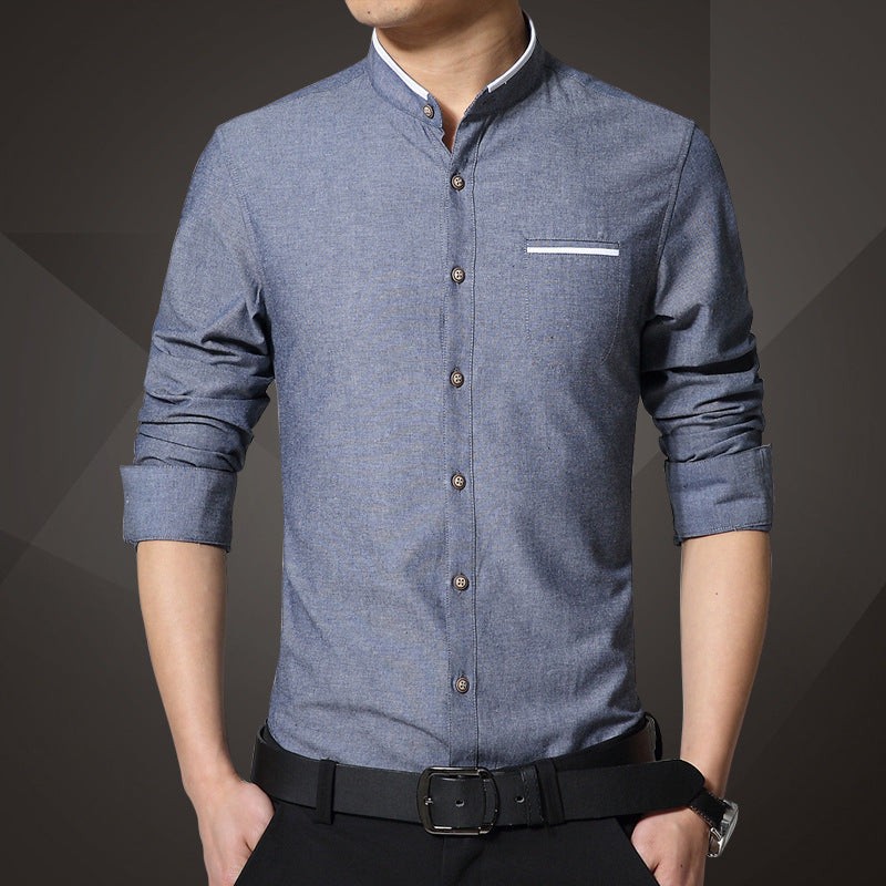 Slim Fit Korean Style Long Sleeve Men's Shirt