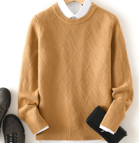 Loose Thick Jacquard Round Neck Men's Shirt