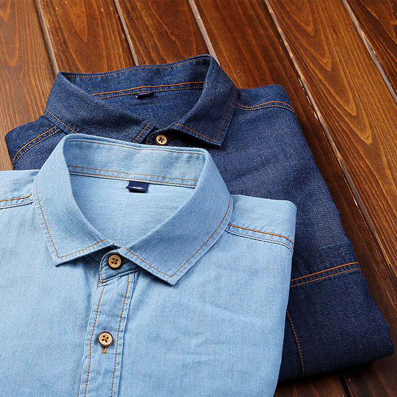 Men's Vintage Slim Fit Cotton Denim Shirt (In Stock)