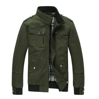 Men's Cotton Casual Stand Collar Jacket for Autumn/Spring