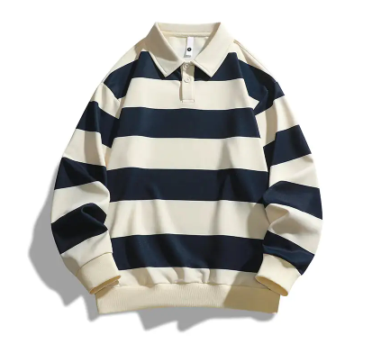 Varsity Stripe Polo Shirt - Casual Korean Style (One Piece)