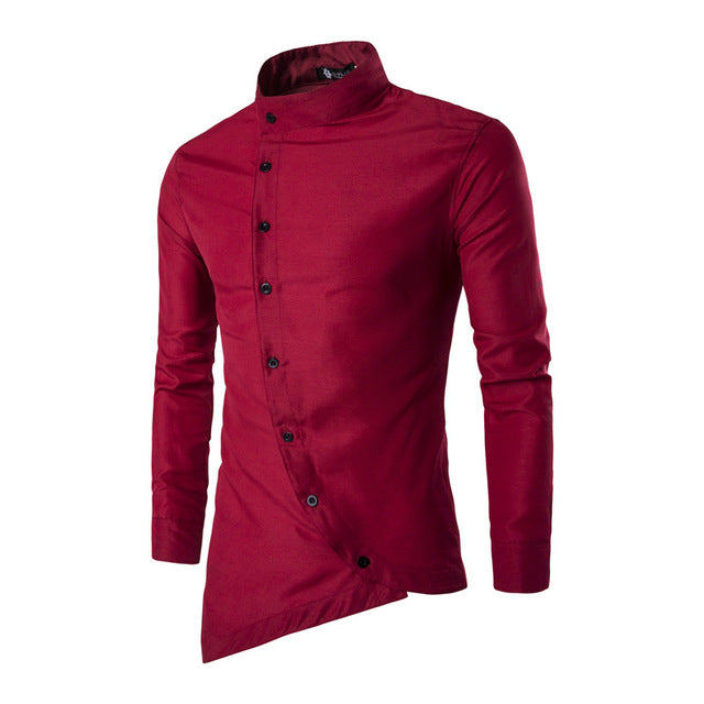 Trendy Long Sleeve Casual Solid Color Men's Shirt