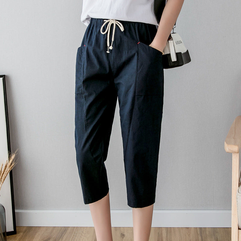2024 Women's Summer Cotton Harem Pants, Loose Fit