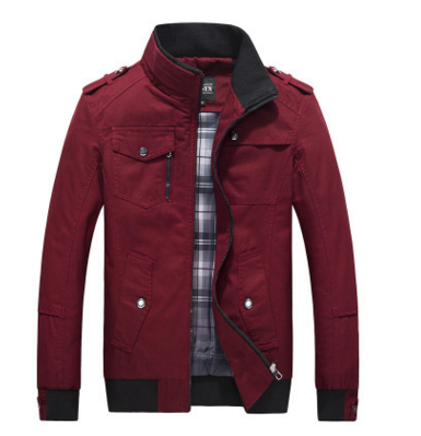Men's Cotton Casual Stand Collar Jacket for Autumn/Spring