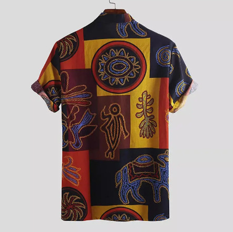 Camisa de Hombre Casual de Algodón Poliéster Playa Hawaiana