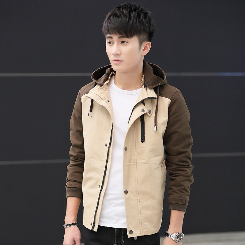 Men's Casual Cotton Jacket with Hood for Spring and Autumn