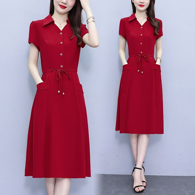 Plus Size Short Sleeve Summer Dress for Moms (A-Line)