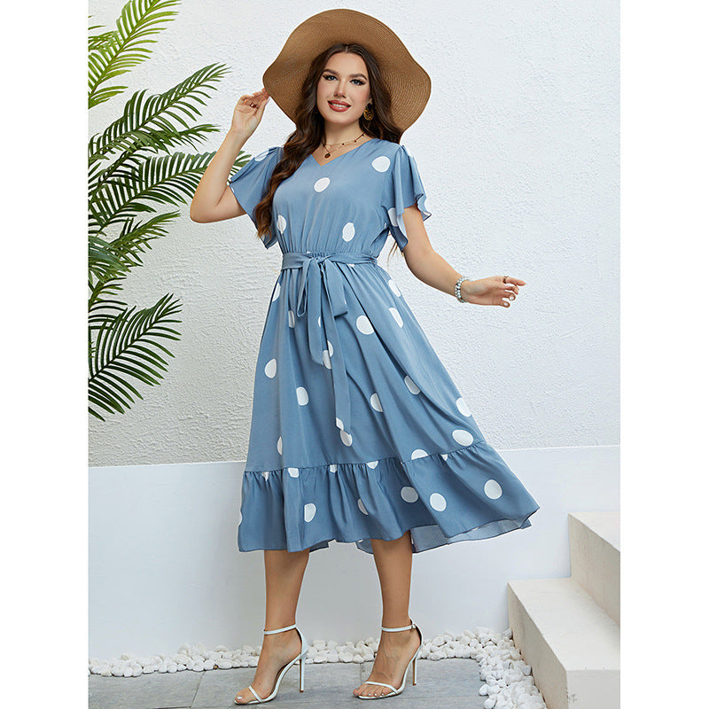 Summer V-Neck Tie-Waist Slimming Dress for Women