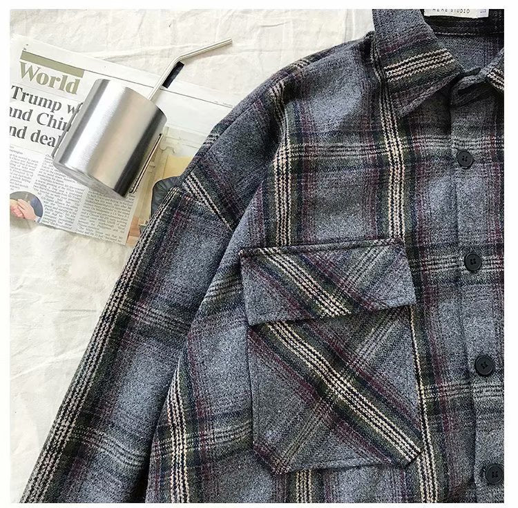 Loose Fit Retro Japanese Style Men's Shirt Jacket