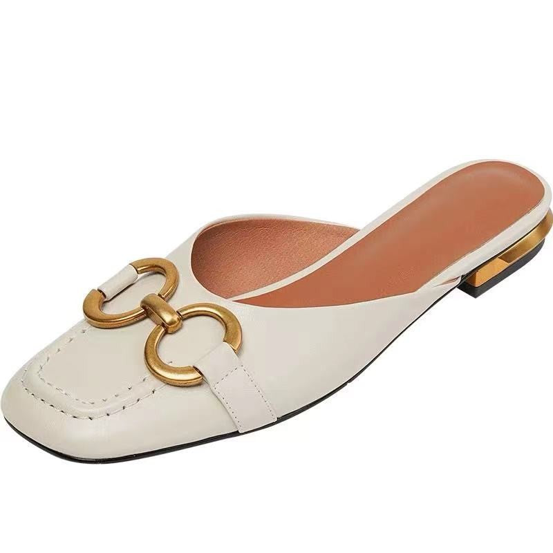 French Vintage Square Toe Mules for Women Summer 2023