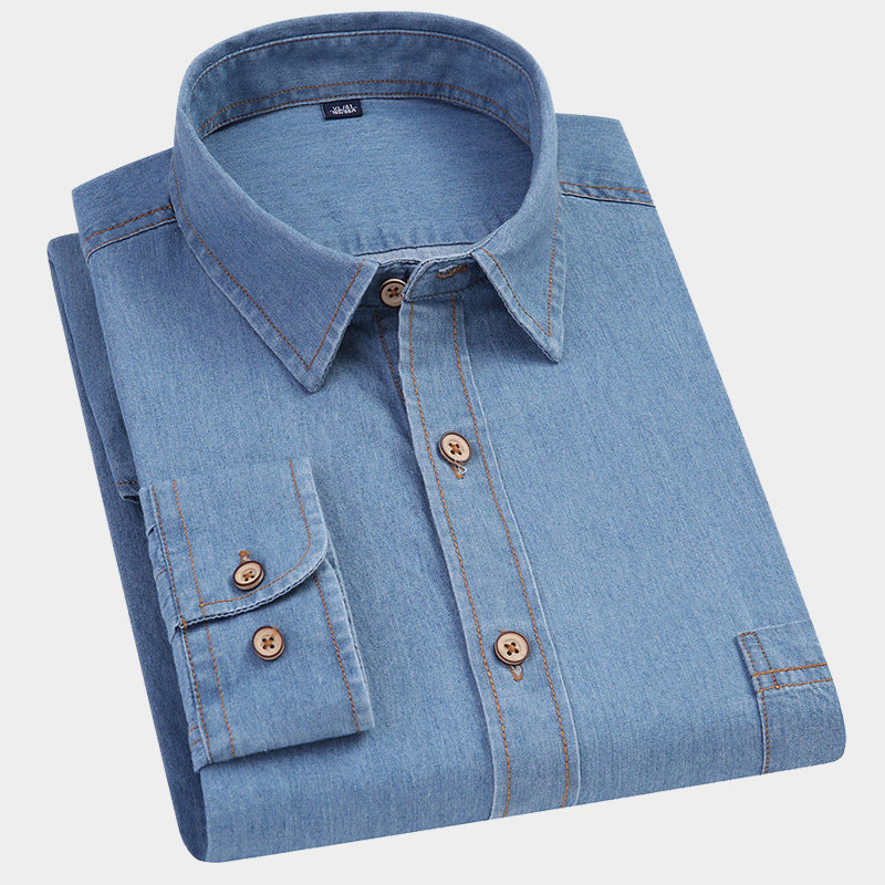 Men's Vintage Slim Fit Cotton Denim Shirt (In Stock)