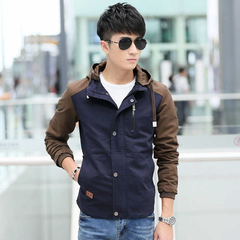 Men's Casual Cotton Jacket with Hood for Spring and Autumn