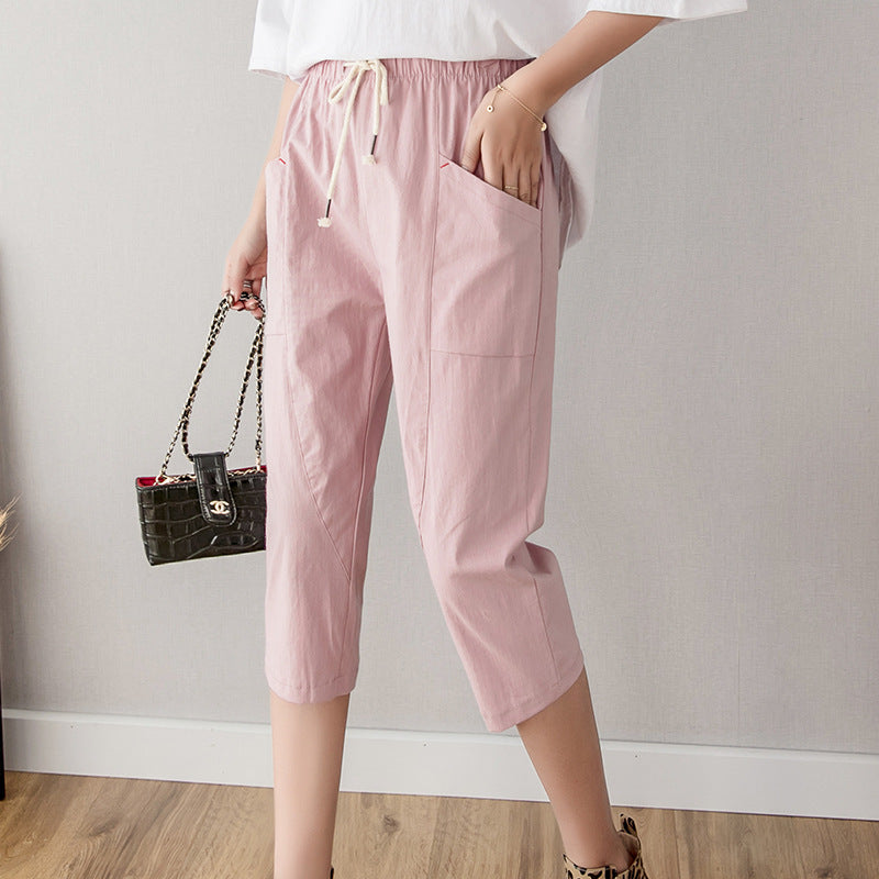2024 Women's Summer Cotton Harem Pants, Loose Fit