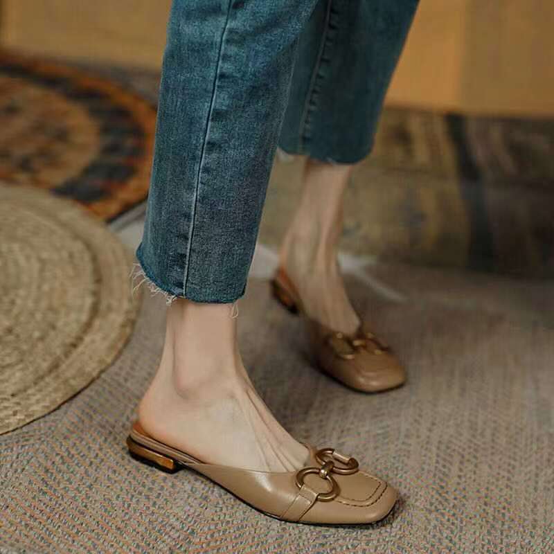 French Vintage Square Toe Mules for Women Summer 2023