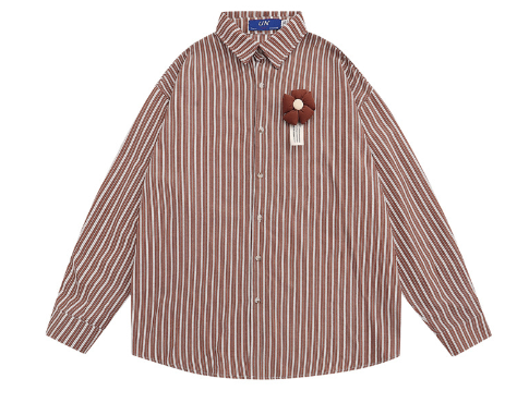 3D Floral Vertical Stripes Long Sleeve Men's Shirt